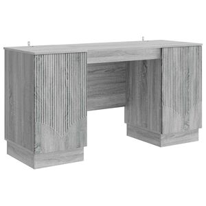 vidaXL Desk with Shelf Grey Sonoma 142.5 x 50 x 75 cm Engineered Wood