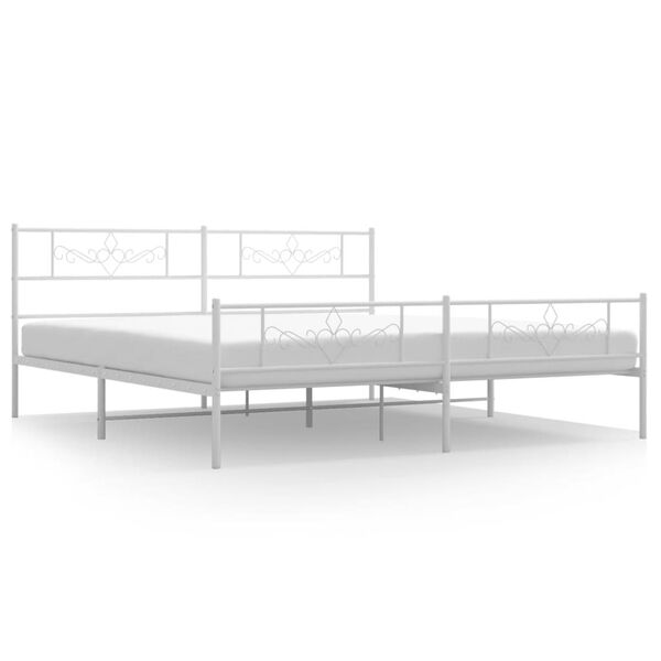 vidaXL Metal Bed Frame without Mattress with Footboard White 200x200cm