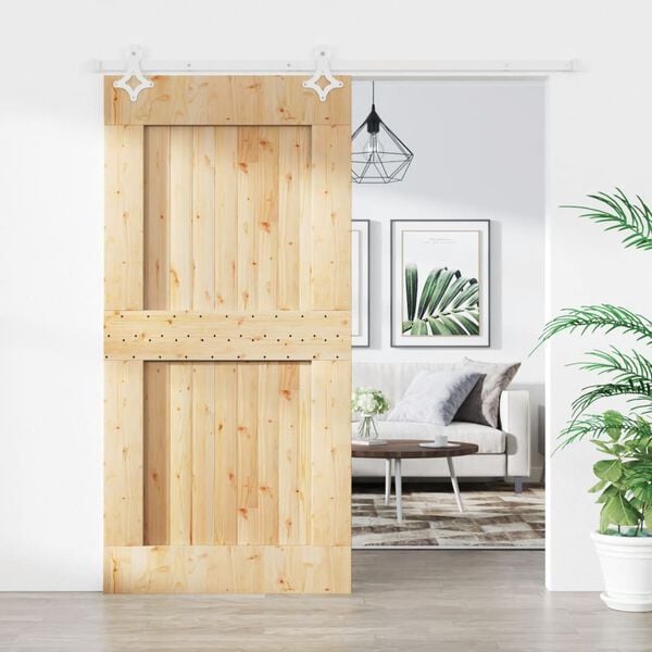 vidaXL Sliding Door with Hardware Set 100x210 cm Solid Wood Pine
