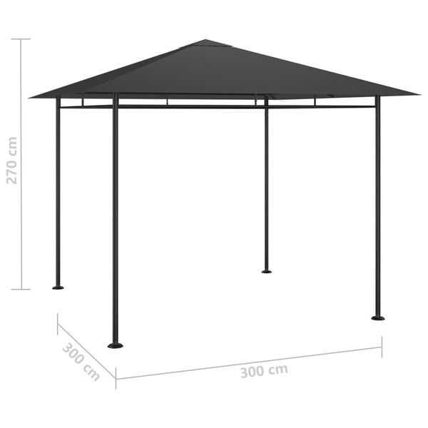 vidaXL Gazebo 3x3x2.7 m Anthracite 180 g/m²