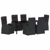 vidaXL Garden Dining Set with Cushion 7 pcs Black Poly Rattan