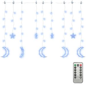 vidaXL Star and Moon Fairy Lights Remote Control 138 LED Blue