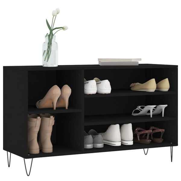 vidaXL Shoe Cabinet Black 102x36x60 cm Engineered Wood