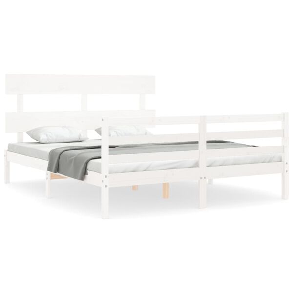vidaXL Bed Frame without Mattress White 160x200 cm Solid Wood
