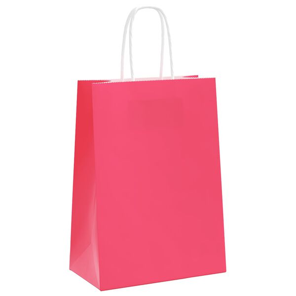 vidaXL Paper Bags 50 pcs with Handles Pink 15x8x21 cm
