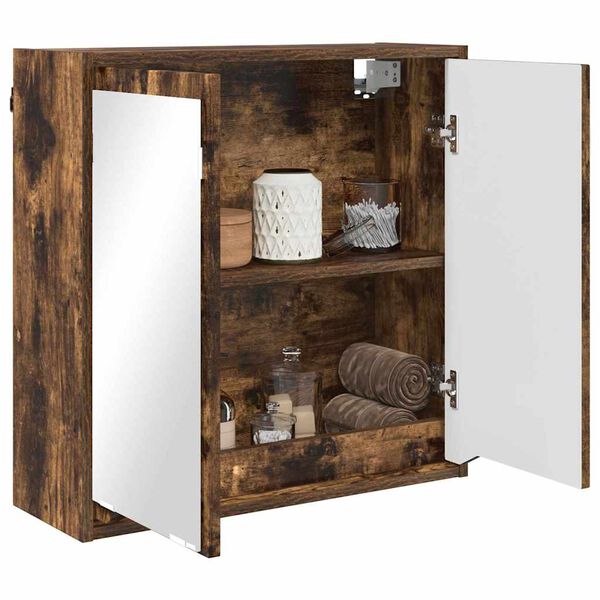 vidaXL Bathroom Mirror Cabinet with Shelf Smoked Oak 60 x 20 x 60 cm