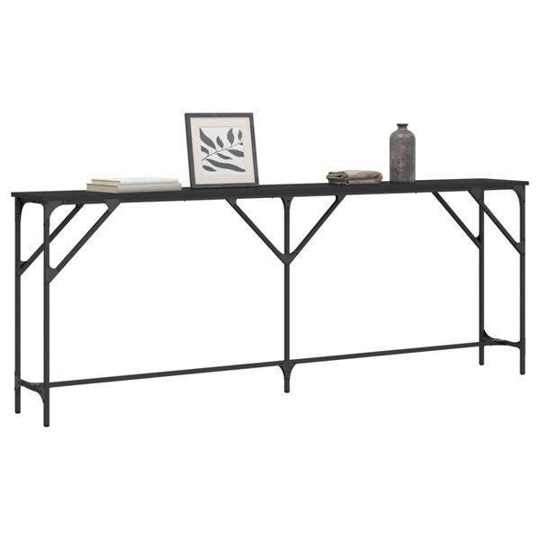 vidaXL Console Table Black 200x29x75 cm Engineered Wood