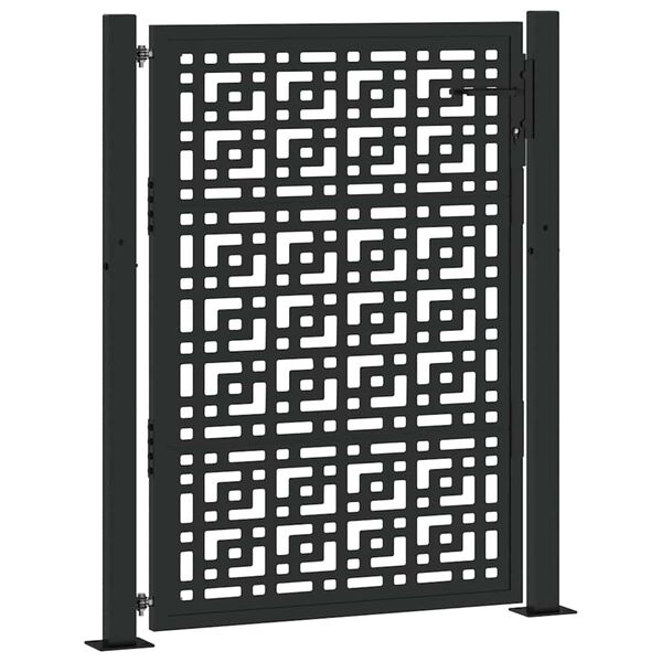 vidaXL Garden Gate Black 100x125 cm Steel Cross Design