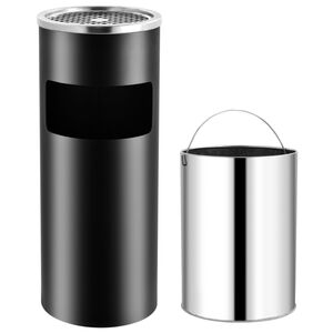 vidaXL Ashtray Dustbin 30 L Steel Black
