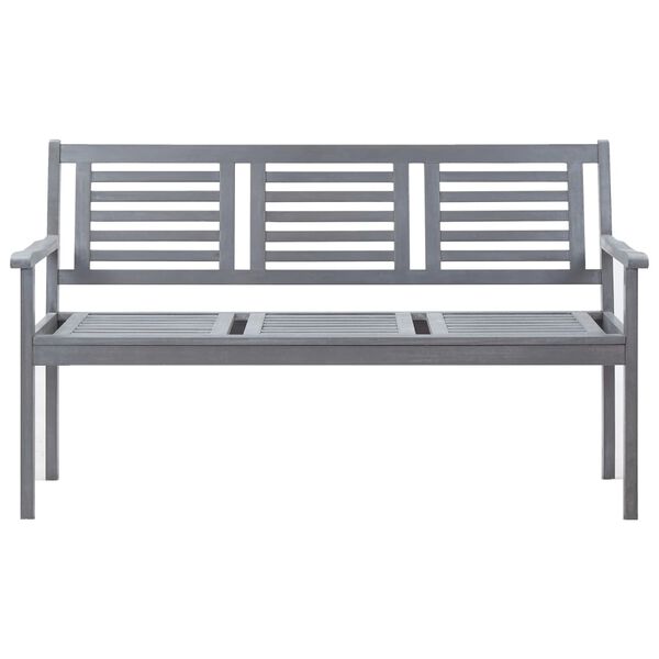 vidaXL 3-Seater Garden Bench 150 cm Grey Solid Eucalyptus Wood