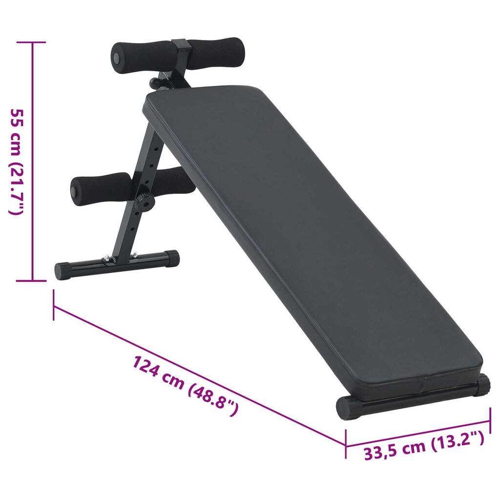 vidaXL Sit Up Bench 150 kg Foldable and Height Adjustable 48-68 cm Steel