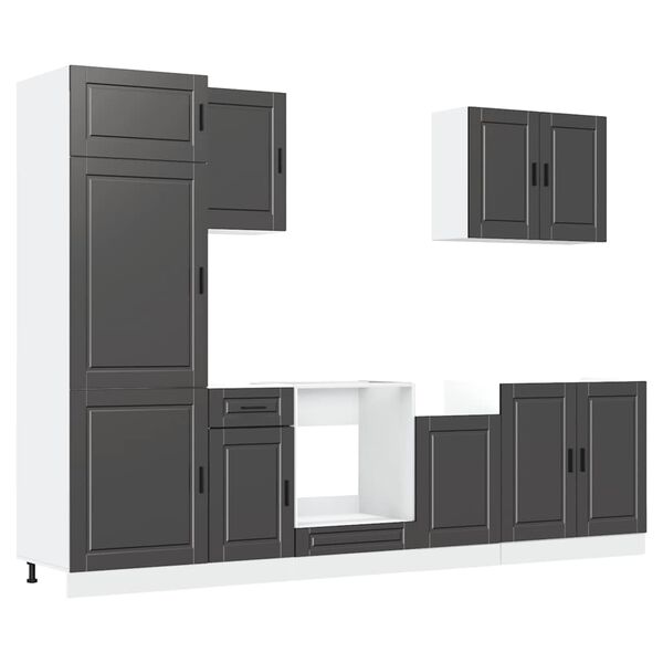 vidaXL 7 Piece Kitchen Cabinet Set Porto Black Engineered Wood