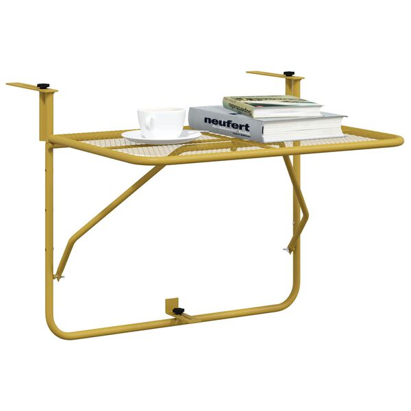 vidaXL Balcony Table Gold 60x40 cm Steel