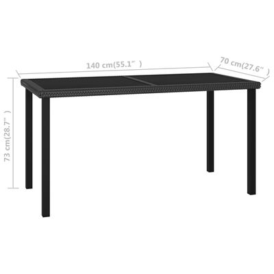 vidaXL Garden Dining Table Black 140x70x73 cm Poly Rattan