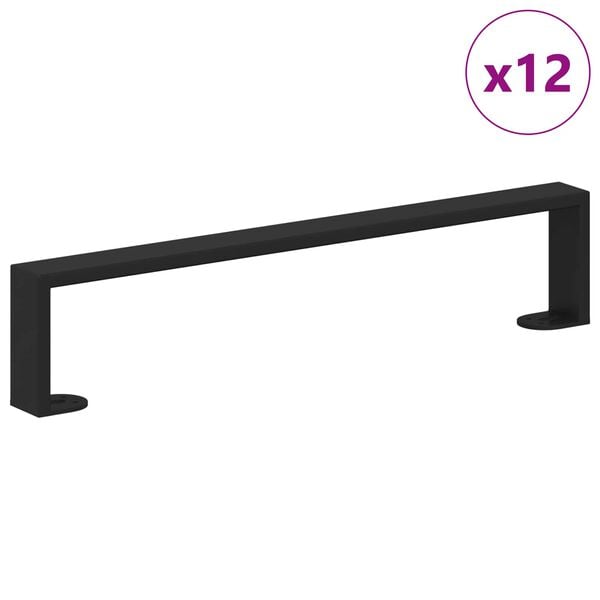 vidaXL Furniture Feet 12 pcs Black 48.1 x 4 x 10 mm Iron