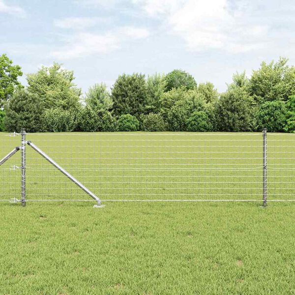 vidaXL Fence with Post Silver 0.4 x 10 m Steel
