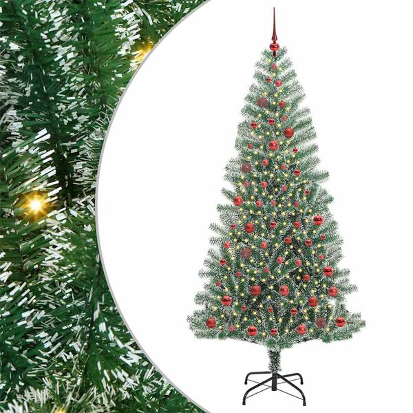 vidaXL Artificial Christmas Tree Snow Flocked with LED Light 210 cm