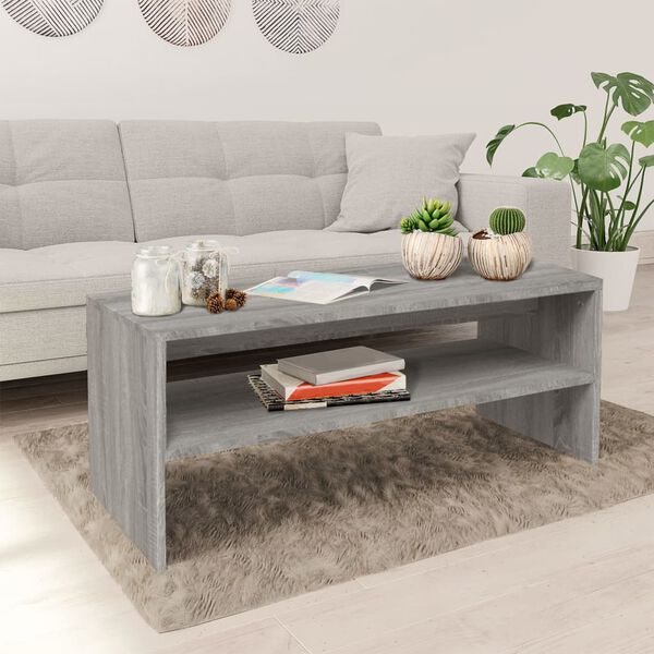 vidaXL Coffee Table Grey Sonoma 100x40x40 cm Engineered Wood