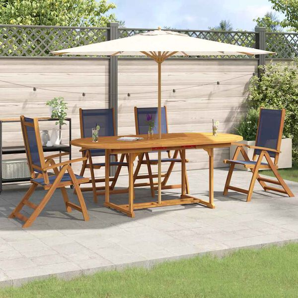 vidaXL 5 Piece Garden Dining Set Solid Wood Acacia and Textilene