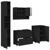 vidaXL Bathroom Furniture Set 4 pcs Black Engineered Wood and Metal