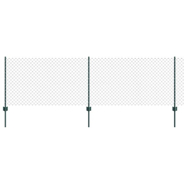 vidaXL Fence with Post Green 0.8 x 10 m Steel and PVC