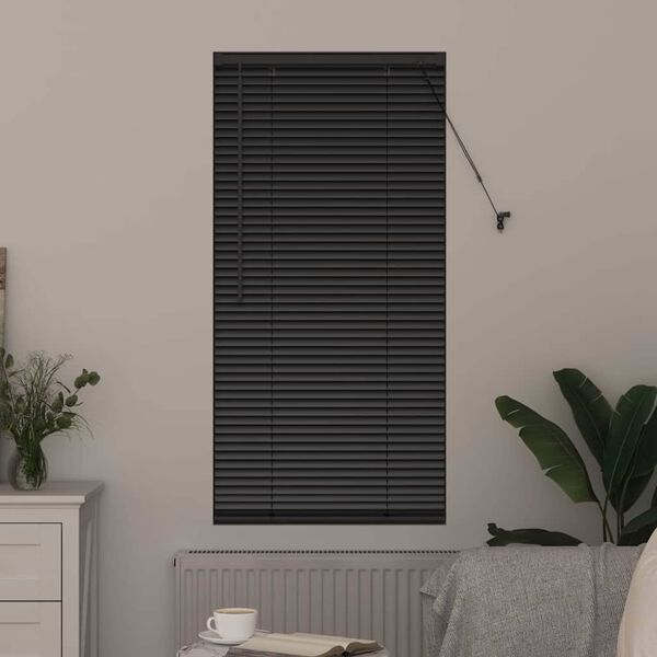 vidaXL Window Blind with Curtains Manual Black Aluminium