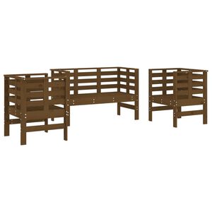 vidaXL 3 Piece Garden Lounge Set Honey Brown Solid Wood Pine