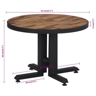 vidaXL Coffee Table Round Ø55x40 cm Solid Reclaimed Teak