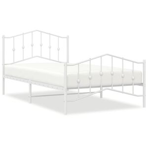 vidaXL Metal Bed Frame without Mattress with Footboard White 107x203cm