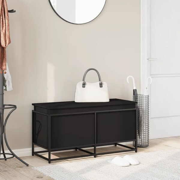 vidaXL Storage Box with Lid Black 100x40x51.5 cm Engineered Wood