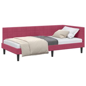 vidaXL Corner Bed Frame with Headboard Wine Red 100 cm x 200 cm Velvet