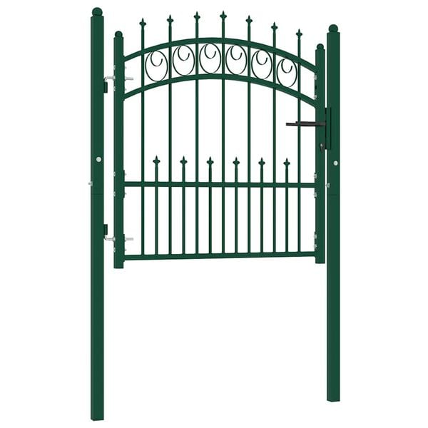 vidaXL Fence Gate Emmen with Spikes Steel 104x97 cm Green