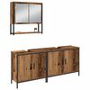 vidaXL Bathroom Furniture Set with Shelf 3 pcs Brown Engineered wood