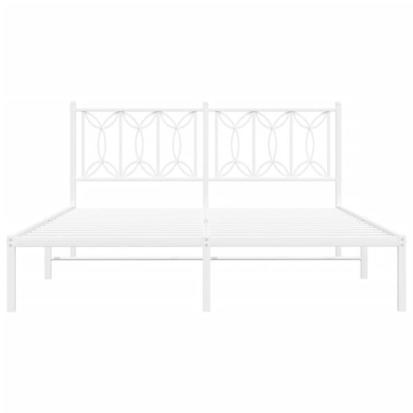 vidaXL Metal Bed Frame without Mattress with Headboard White 160x200cm