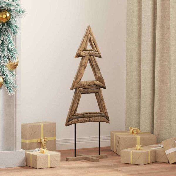 vidaXL Christmas Tree with Stand Brown 90 cm Solid teak wood