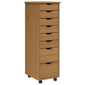vidaXL Rolling Cabinet with Drawers "MOSS" Honey Brown Solid Wood Pine