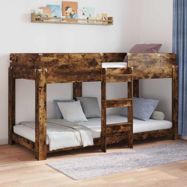 vidaXL Bunk Bed for Kids Smoked Oak 100 x 200 cm Engineered Wood