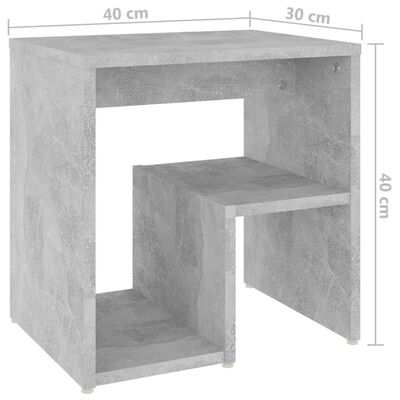 vidaXL Bed Cabinet Concrete Grey 40x30x40 cm Engineered Wood