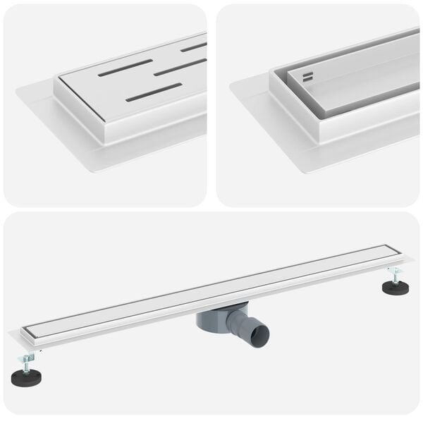 vidaXL Shower Drain 2-in-1 with 360&deg; Siphon Silver 90 cm