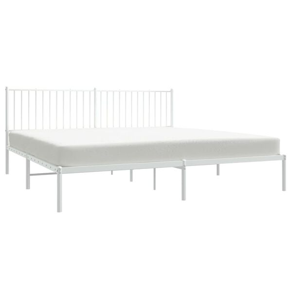 vidaXL Metal Bed Frame without Mattress with Headboard White 200x200cm