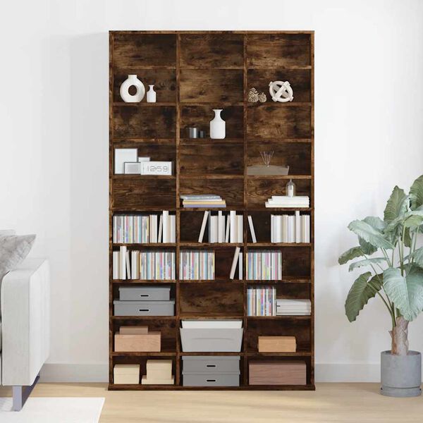 vidaXL CD Cabinet Smoked Oak 102x23x177.5 cm Engineered Wood