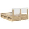 vidaXL Bed Frame with Headboard Sonoma 140 x 190 cm Solid Pine Wood