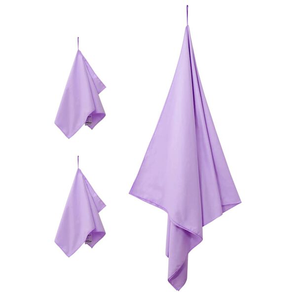 vidaXL Sports Towel Set 3 pcs Purple Polyester and Polyamide