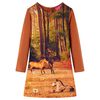 vidaXL Kids' Dress with Long Sleeves Cognac 92