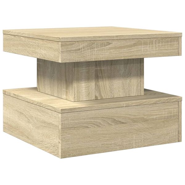 vidaXL Coffee Table with LED Lights Sonoma Oak 50x50x40 cm
