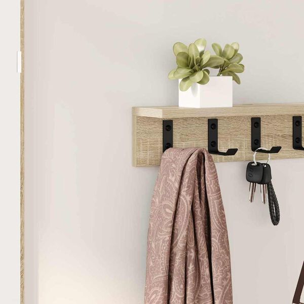 vidaXL Wall-Mounted Coat Rack Sonoma Oak 80 x 10.5 x 10.5 cm