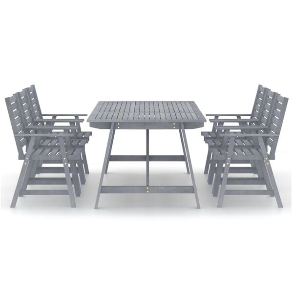 vidaXL 7 Piece Garden Dining Set Grey Solid Acacia Wood