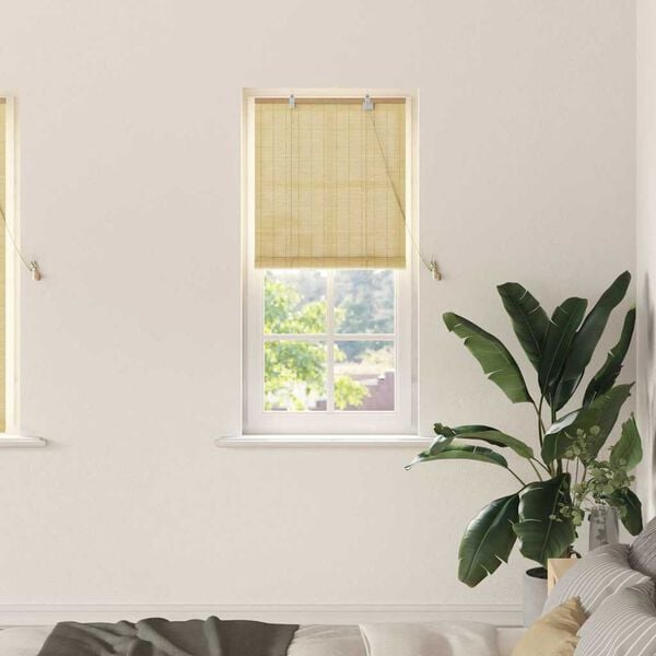 vidaXL Roller Blind with Curtains Manual Nature 60 x 160 cm Bamboo