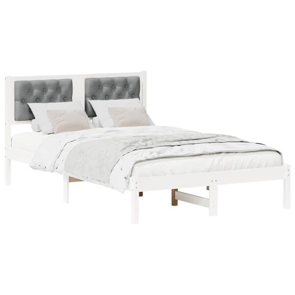 vidaXL Bed Frame Light Grey 135 x 190 cm Solid Pine Wood