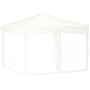 vidaXL Folding Party Tent with Sidewalls White 3x3 m